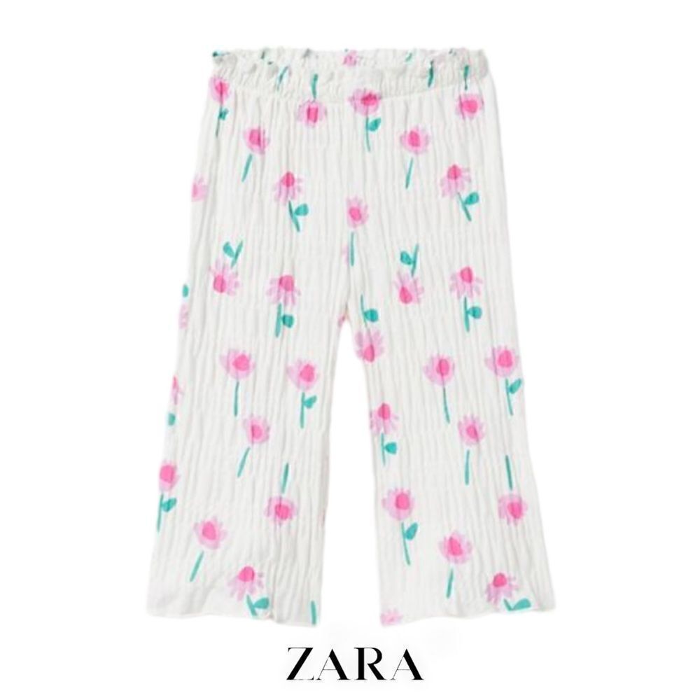 ZARA Kids | White | FLUID TEXTURED PANTS - Picture 1 of 4